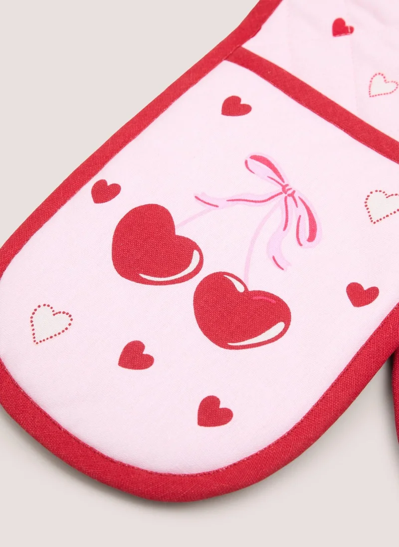 ماتلان قفازات فرن على شكل قلب باللون الوردي والكرز